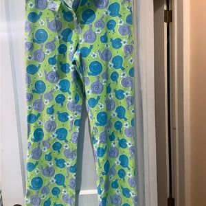 Lilly Pulitzer Green & Blue Snail-Print Pants